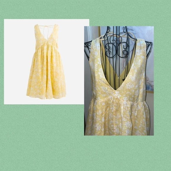 J.CREW YELLOW "TOSSED FLORAL" PRINT SWING/BABY DOLL DRESS~SLEEVELESS~XS - Picture 5 of 8